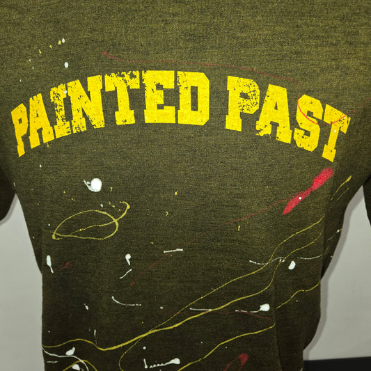 Painted Past Distressed Painted Collegiate T-shirt sz Small army melange