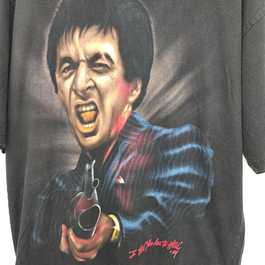 Vintage rare Scarface Tony Montana AOP " I'll TAke You To Hell" t shirt sz XXL