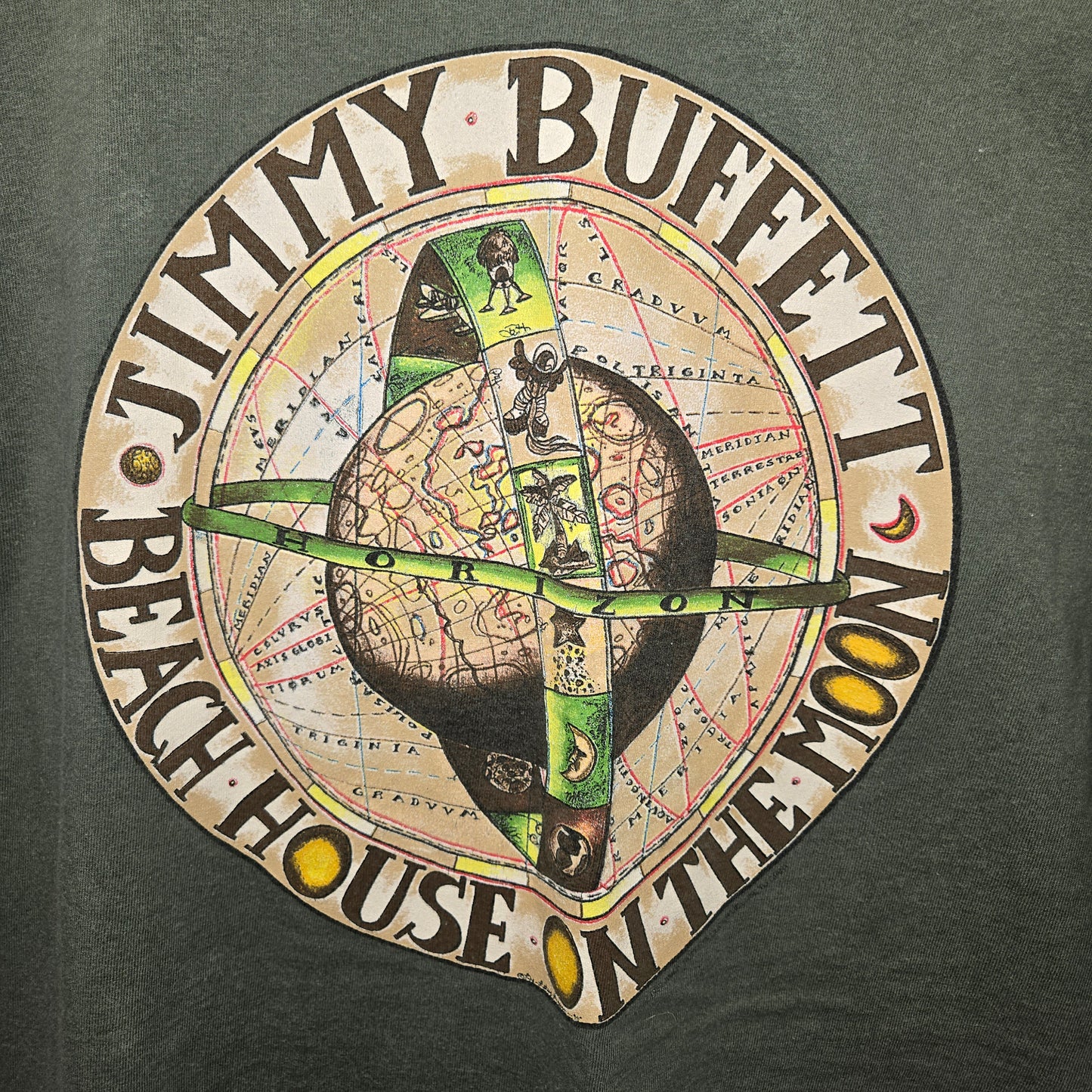 Vintage Giant Jimmy Buffett Beach House on the Moon local crew rock band Tour T-shirt sz XL