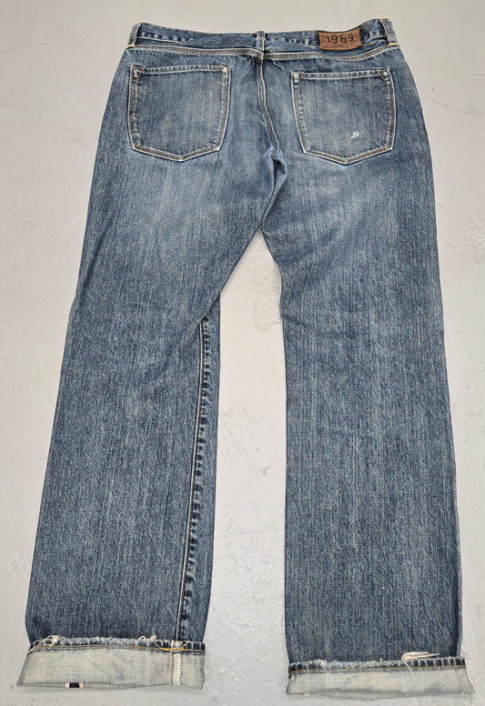 Vintage 2000s gap Japanese Selvedge distressed straight jeans sz 33x32