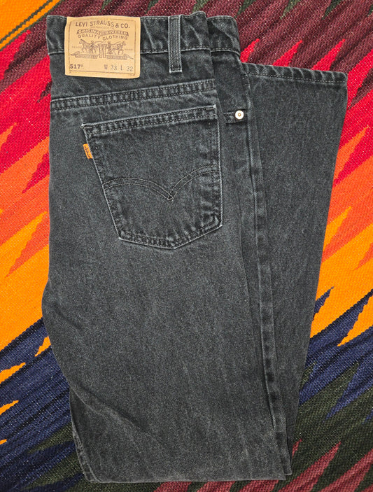 Vintage 1997 Levi's orange tab 517 Faded black jeans sz 33x32 made in usa