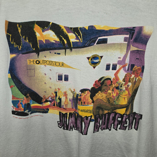 Vintage 1991 Jimmy Buffett The Outpost Tour distressed rock band T-shirt sz L single stitch