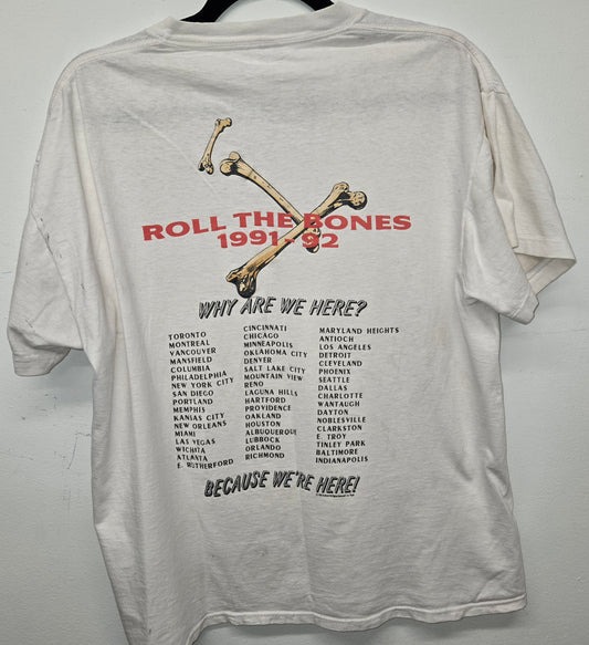 1991 Rush "Roll the Bones" 91-92 tour single stitch distressed vintage band T-shirt sz XL
