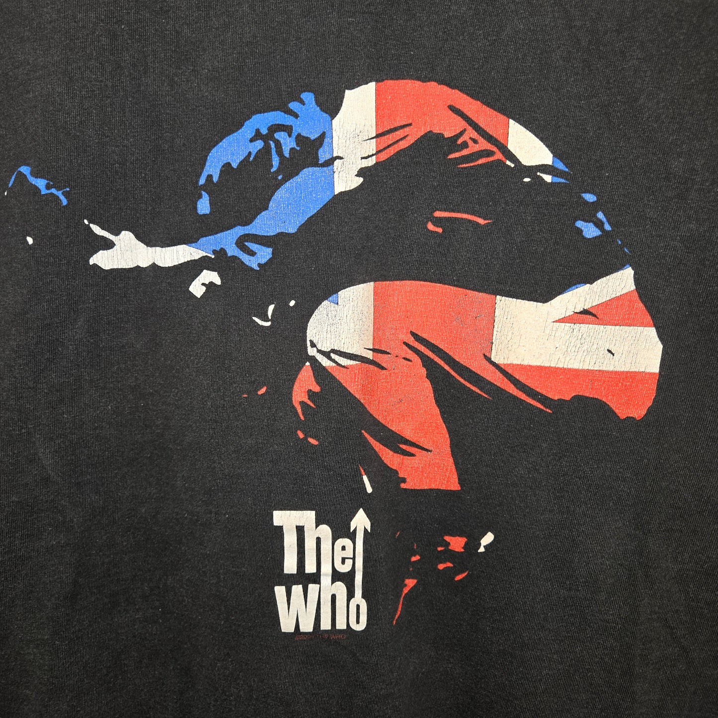 Vintage The Who Union Jack flag Distressed rock band Tour T-shirt sz XL