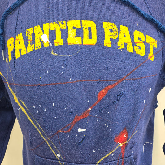Painted Past Distressed Painted Collegiate Hooded Raglan Sweatshirt sz M