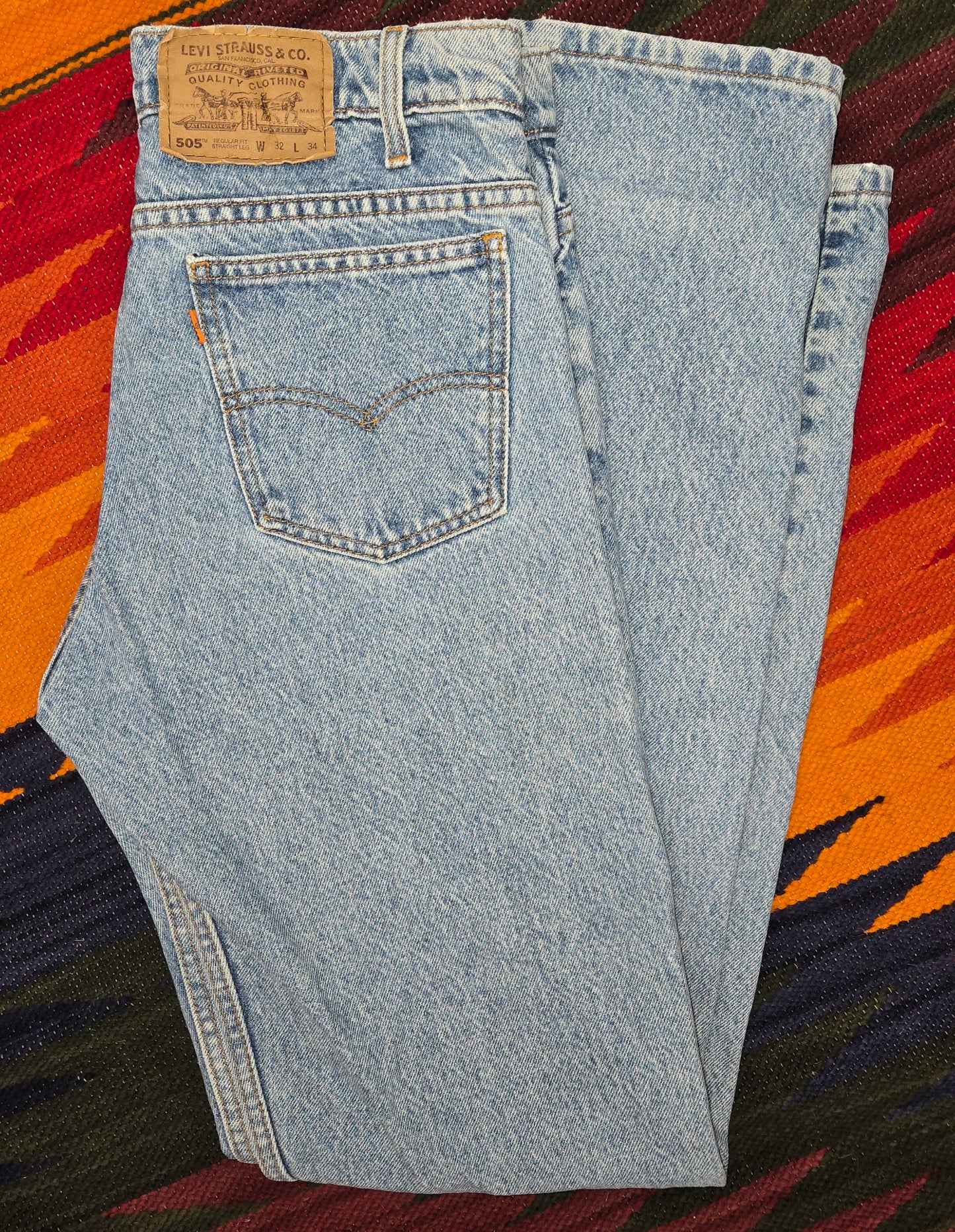 Vintage 1995 Levis 505 orange tab jeans sz 32x34