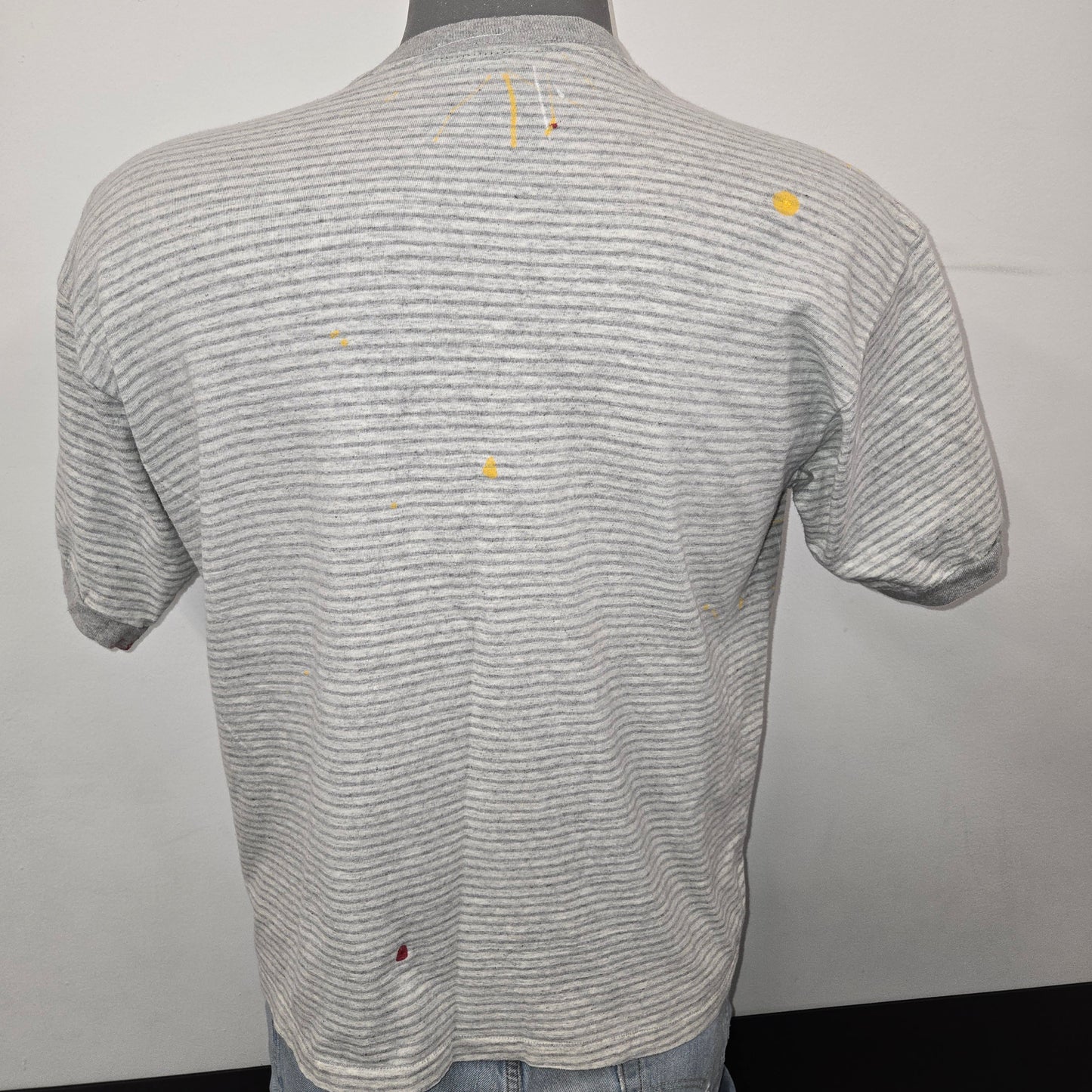 Painted Past Distressed Painted Collegiate T-shirt sz L gray/white stripe
