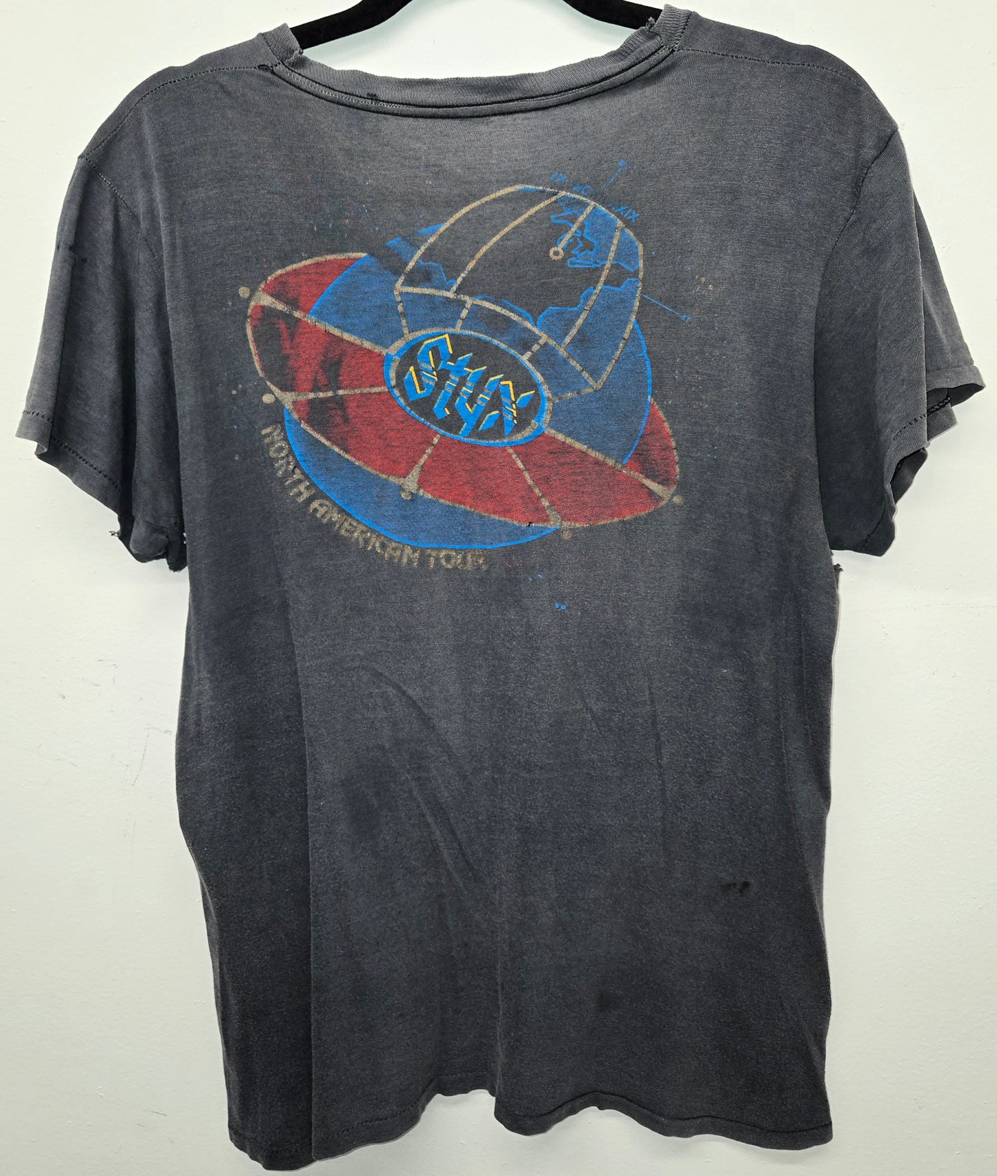 Vintage 1979 Styx The Grand Decathlon tour rock band T-shirt sz L thrashed thin usa made