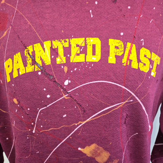 Painted Past Distressed Painted Collegiate Sweatshirt sz L crewneck in Faded burgundy
