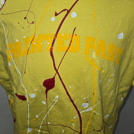 Painted Past Distressed Painted Collegiate T-shirt sz L Faded yellow