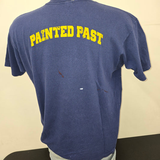 Painted Past Distressed Painted Collegiate T-shirt W/ Pocket sz XL Faded navy