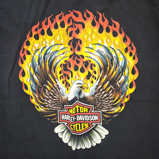 Vintage 1990 Harley-Davidson single stich Eagle in flames T-shirt