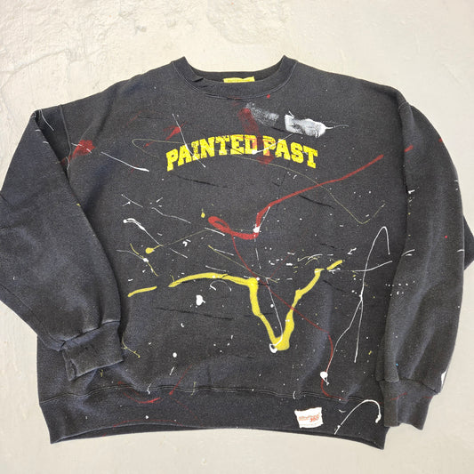 Painted Past Distressed Painted Collegiate Sweatshirt in Faded Black XL