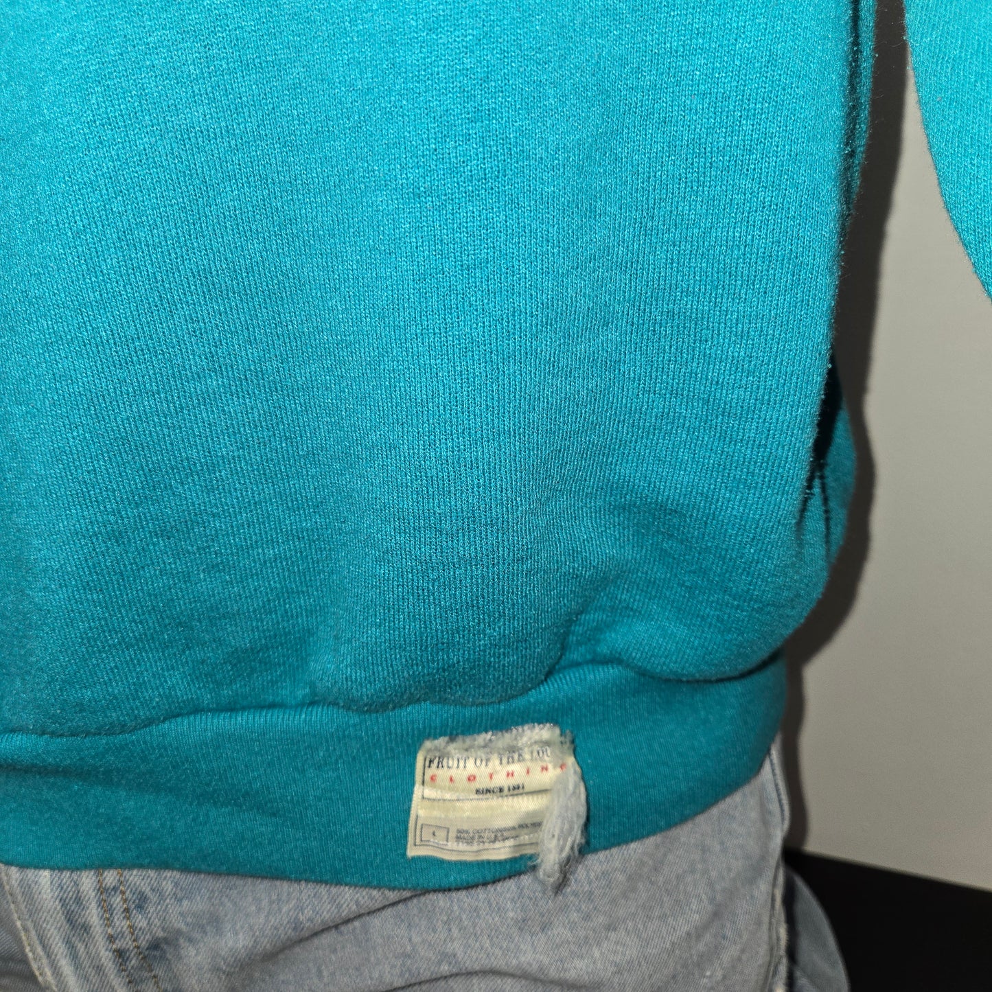 Painted Past Collegiate raglan Sweatshirt sz L in teal