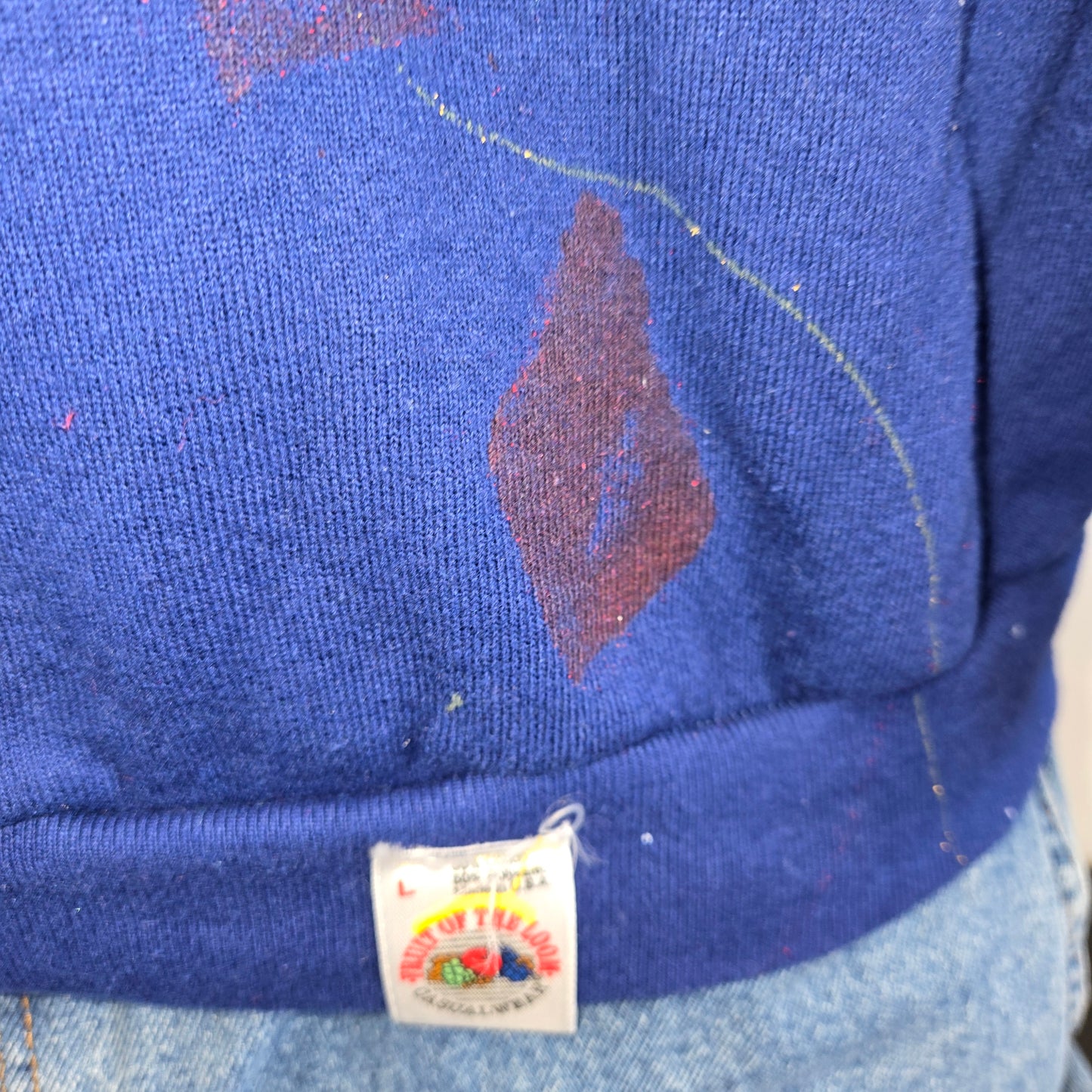 Painted Past Distressed Painted Collegiate Raglan Crewneck Sweatshirt sz L in Faded medium blue