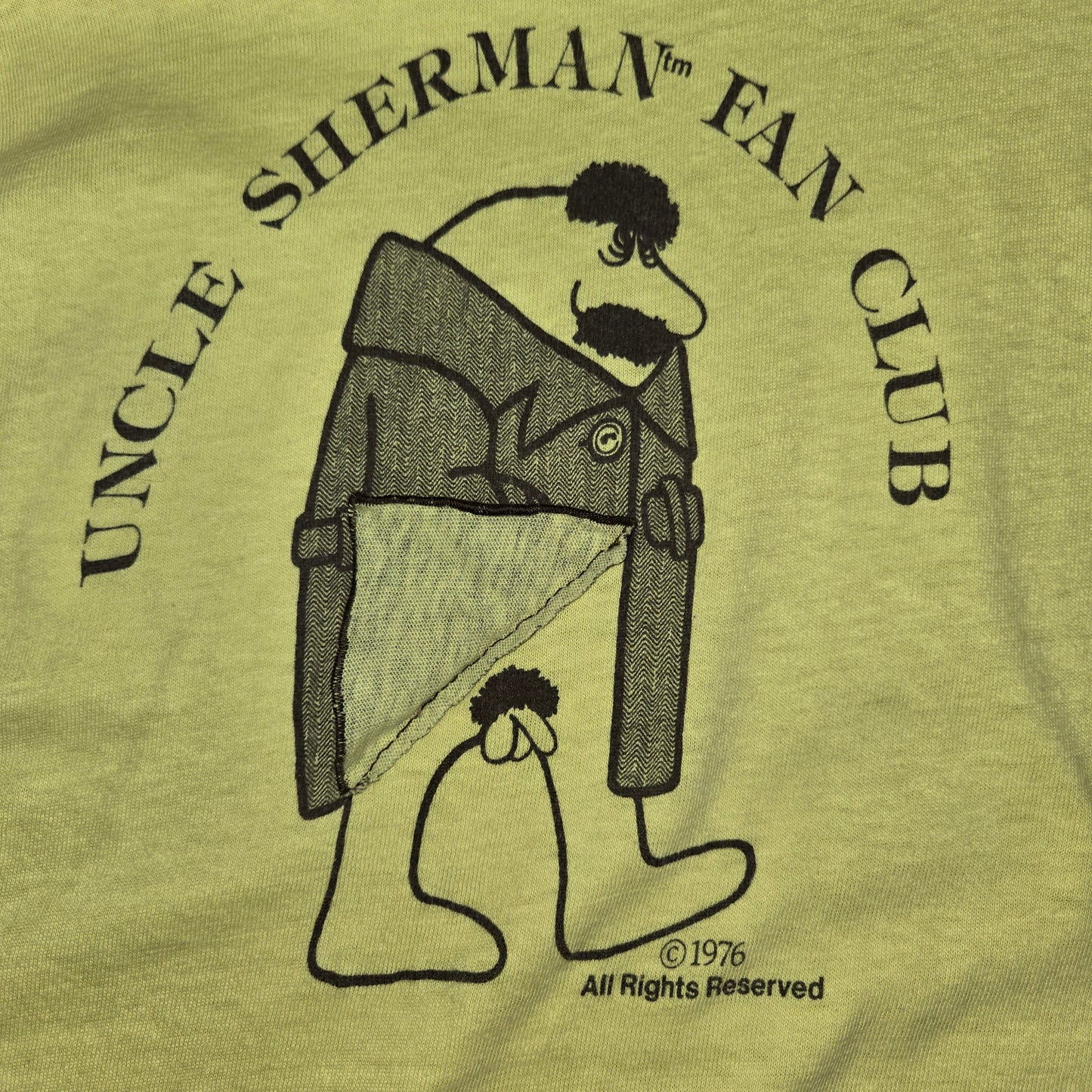 Rare vintage 1976 Uncle Sherman fan club flasher t shirt sz L