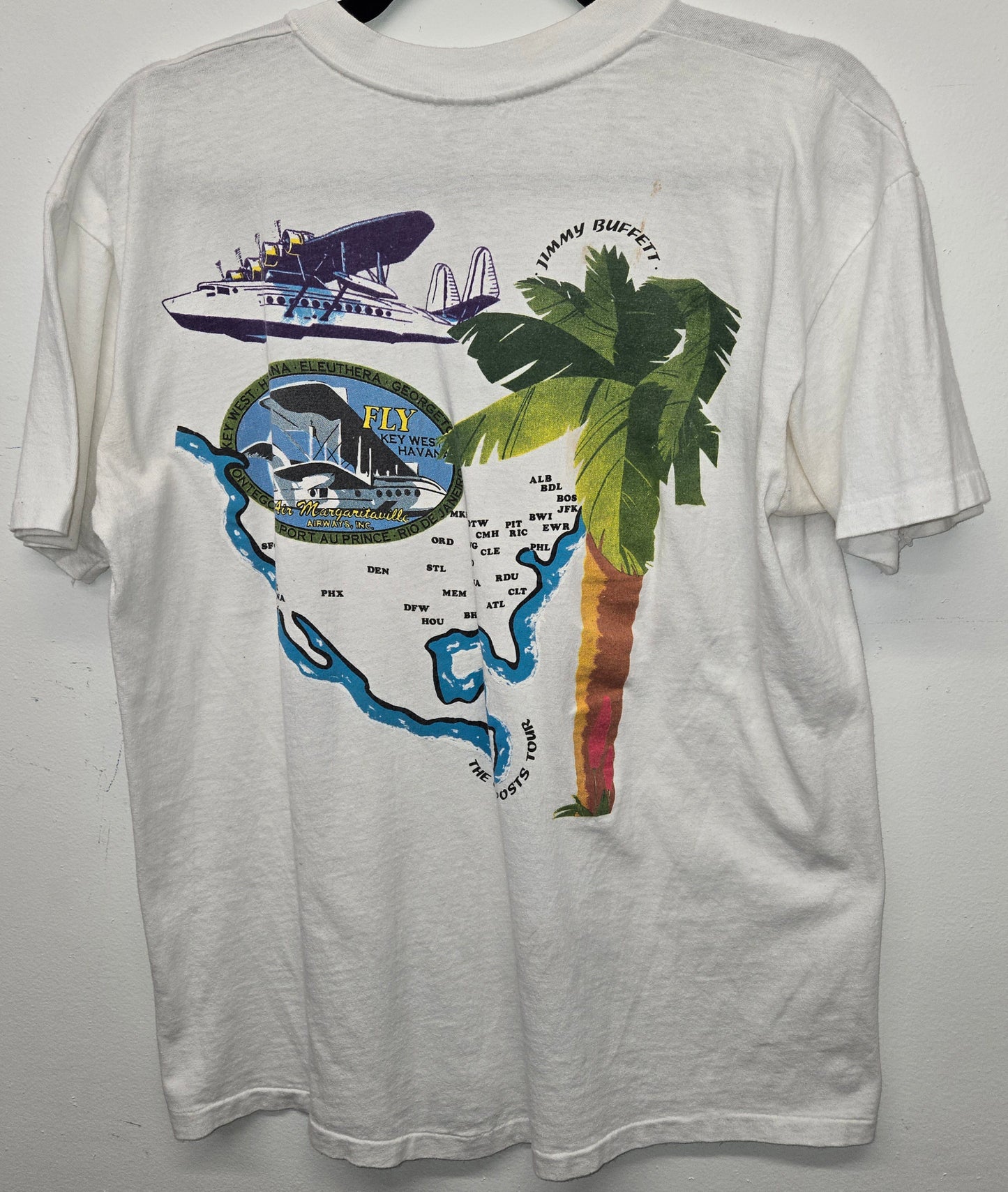 Vintage 1991 Jimmy Buffett The Outpost Tour distressed rock band T-shirt sz L single stitch