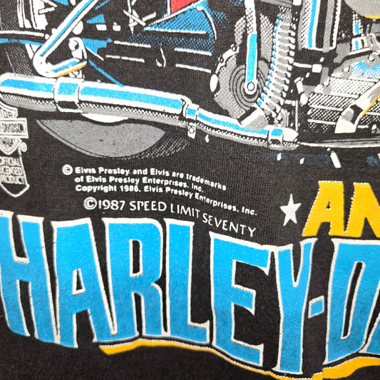 Vintage 1987 Harley-Davidson and Elvis Presley single stitch American Legend T-shirt sz L