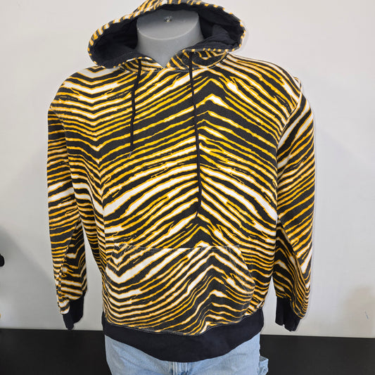 Vintage 1990s Zubaz Pittsburgh Steelers stripe hooded Sweatshirt sz Small