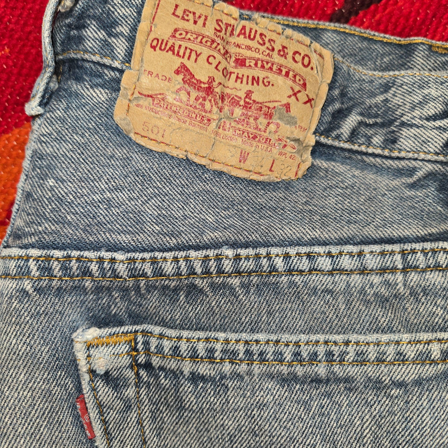 Vintage 1999 Levi's 501 ted tab jeans sz 34x32 made in usa