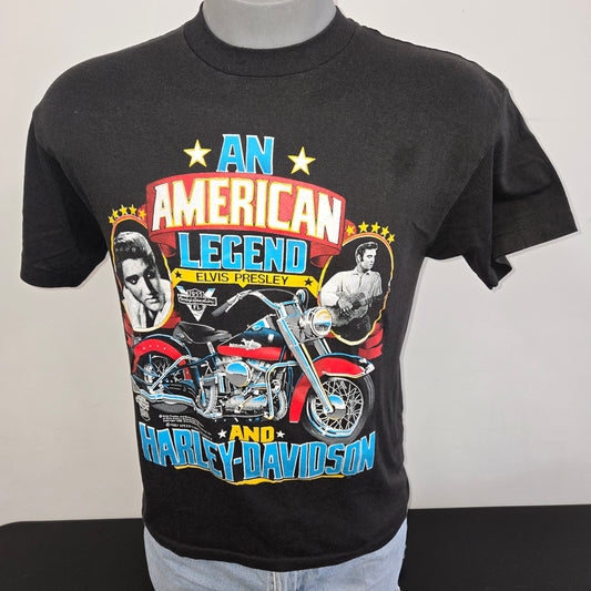 Vintage 1987 Harley-Davidson and Elvis Presley single stitch American Legend T-shirt sz L