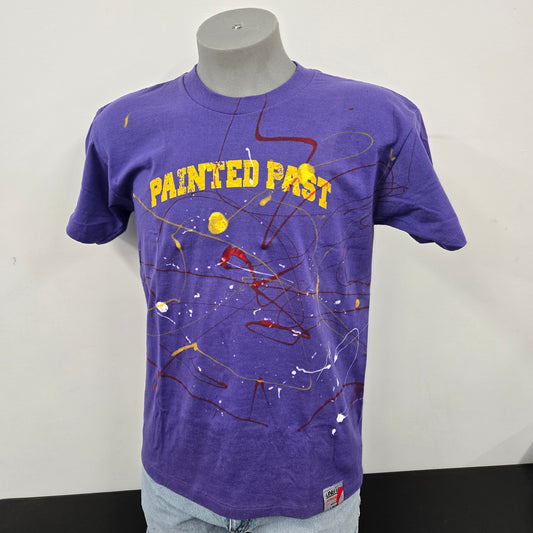 Painted Past Collegiate Distressed Painted T-shirt sz L Faded purple