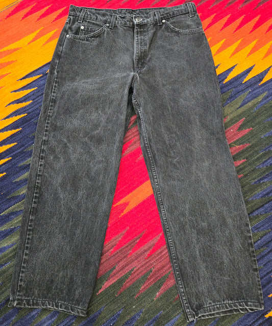 Vintage 1997 Levi's 550 black relaxed orange tab jeans sz 36x32 made in usa