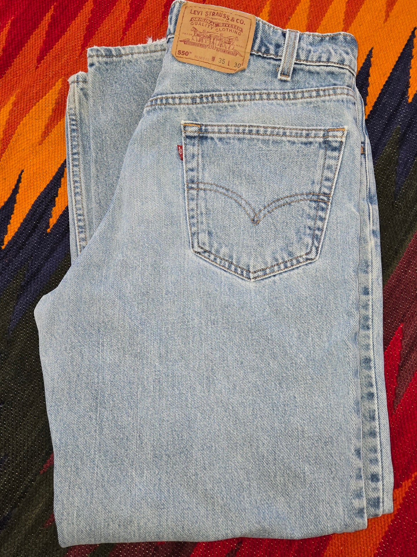 Vintage 1997 Levis red tab 550 jeans sz 35x30 made in usa