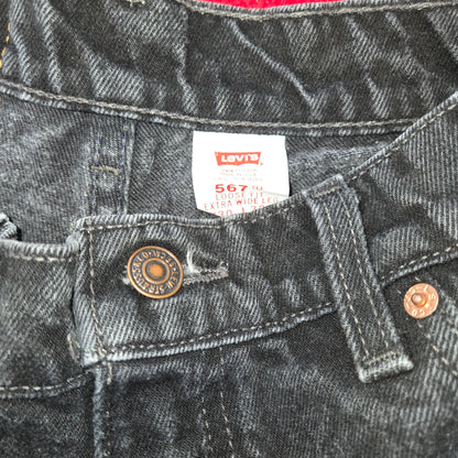 Vintage 1997 Levi's 567 red tab Faded black extra wide leg jeans sz 30x32 made in usa