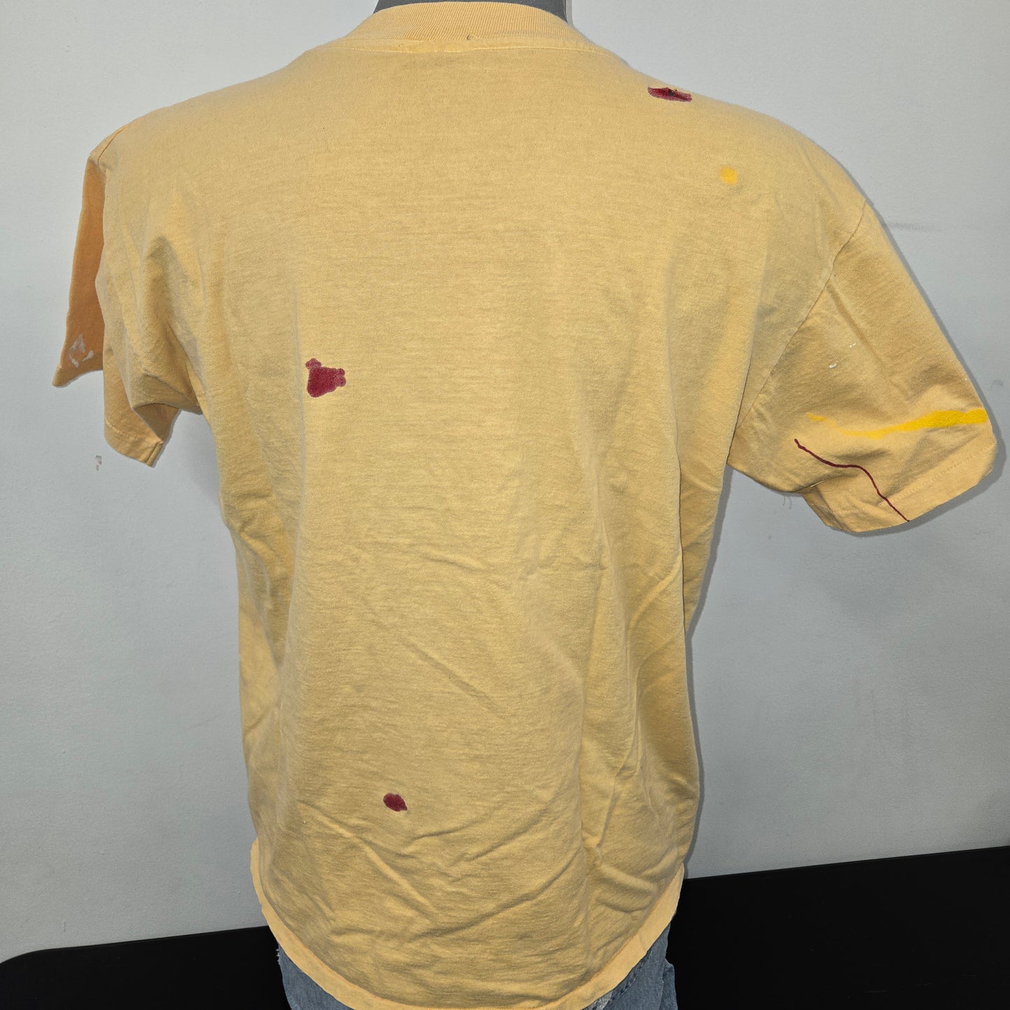 Painted Past Distressed Painted Collegiate T-shirt sz L Faded yellow