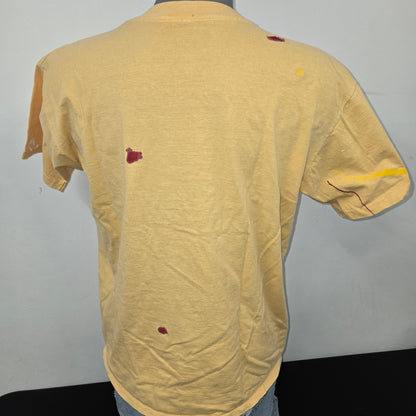 Painted Past Distressed Painted Collegiate T-shirt sz L Faded yellow
