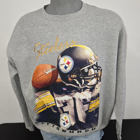 Vintage 1998 Lee Pittsburgh Steelers helmut logo gray Sweatshirt sz XL