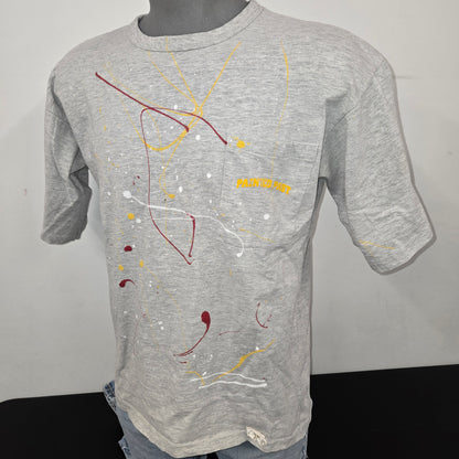Painted Past Distressed Painted Collegiate T-shirt w/ Pocket sz L Heather gray melange