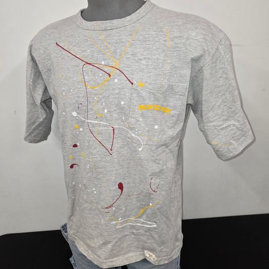 Painted Past Distressed Painted Collegiate T-shirt w/ Pocket sz L Heather gray melange