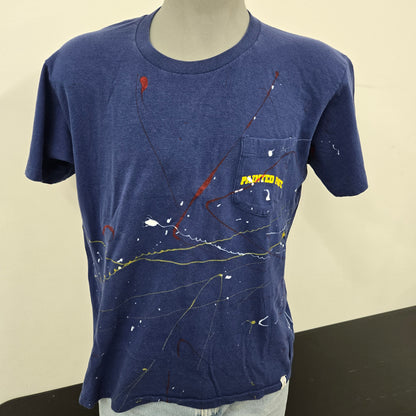 Painted Past Distressed Painted Collegiate T-shirt W/ Pocket sz XL Faded navy