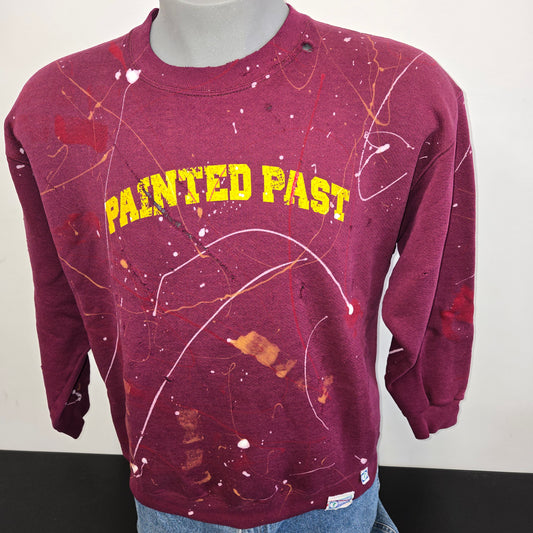 Painted Past Distressed Painted Collegiate Sweatshirt sz L crewneck     in Faded burgundy
