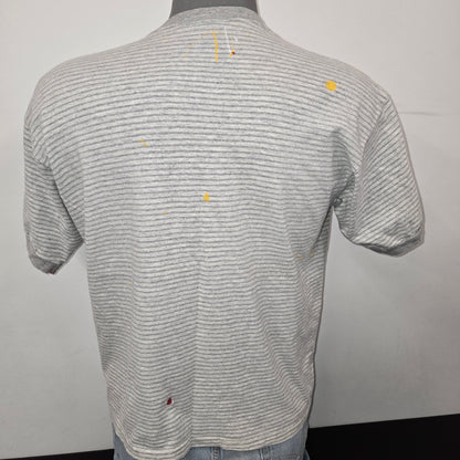 Painted Past Distressed Painted Collegiate T-shirt sz L gray/white stripe