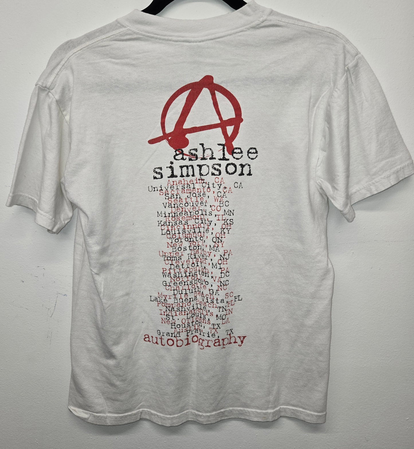 Vintage Ashlee Simpson Autobiography rock band Tour T-shirt sz S