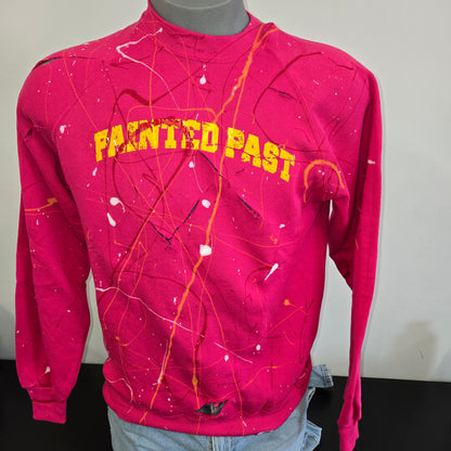 Painted Past Distressed Painted Collegiate Sweatshirt Sz L