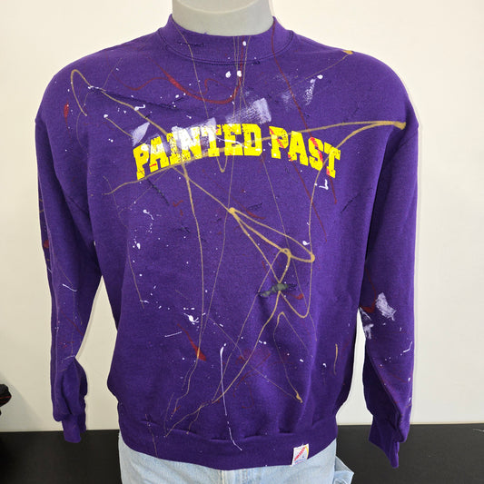 Painted Past Distressed Painted Collegiate Sweatshirt sz L