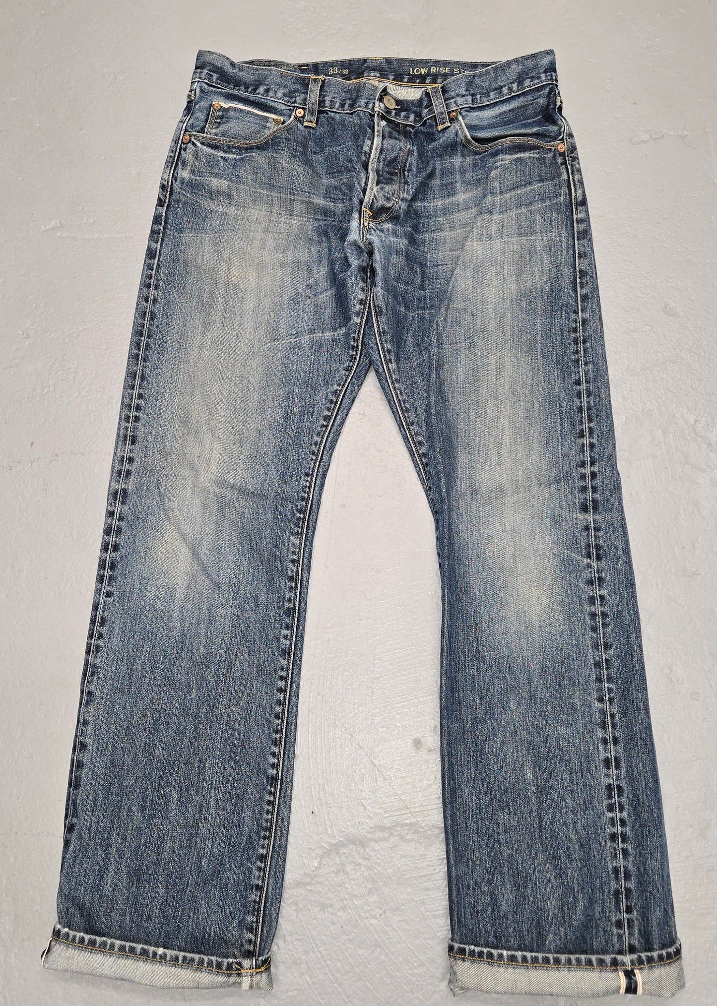 Vintage 2000s gap Japanese Selvedge distressed straight jeans sz 33x32