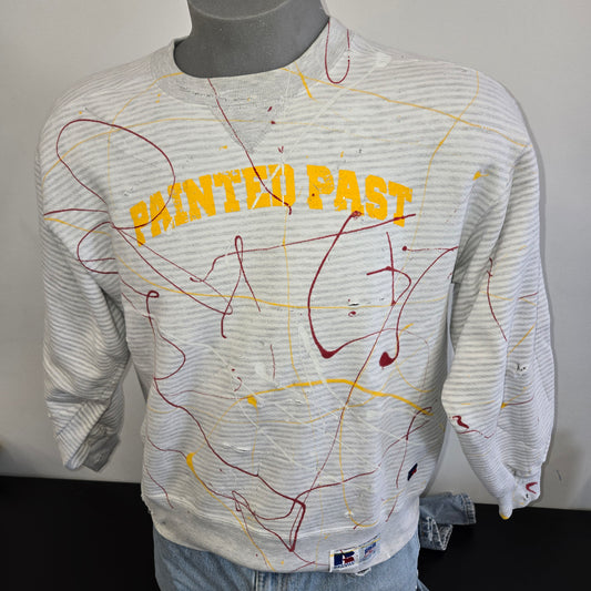 Painted Past Distressed Painted Collegiate Sweatshirt Sz M