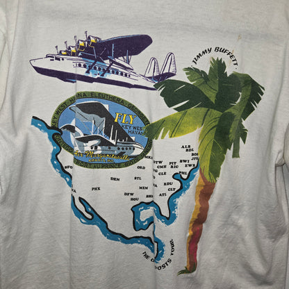 Vintage 1991 Jimmy Buffett The Outpost Tour distressed rock band T-shirt sz L single stitch
