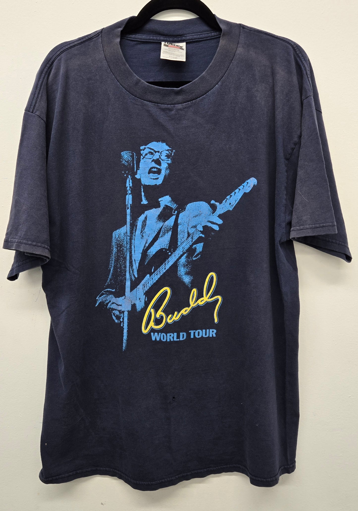 Vintage Buddy Holly Rockin' All Over the World distressed rock band Tour T-shirt sz XL