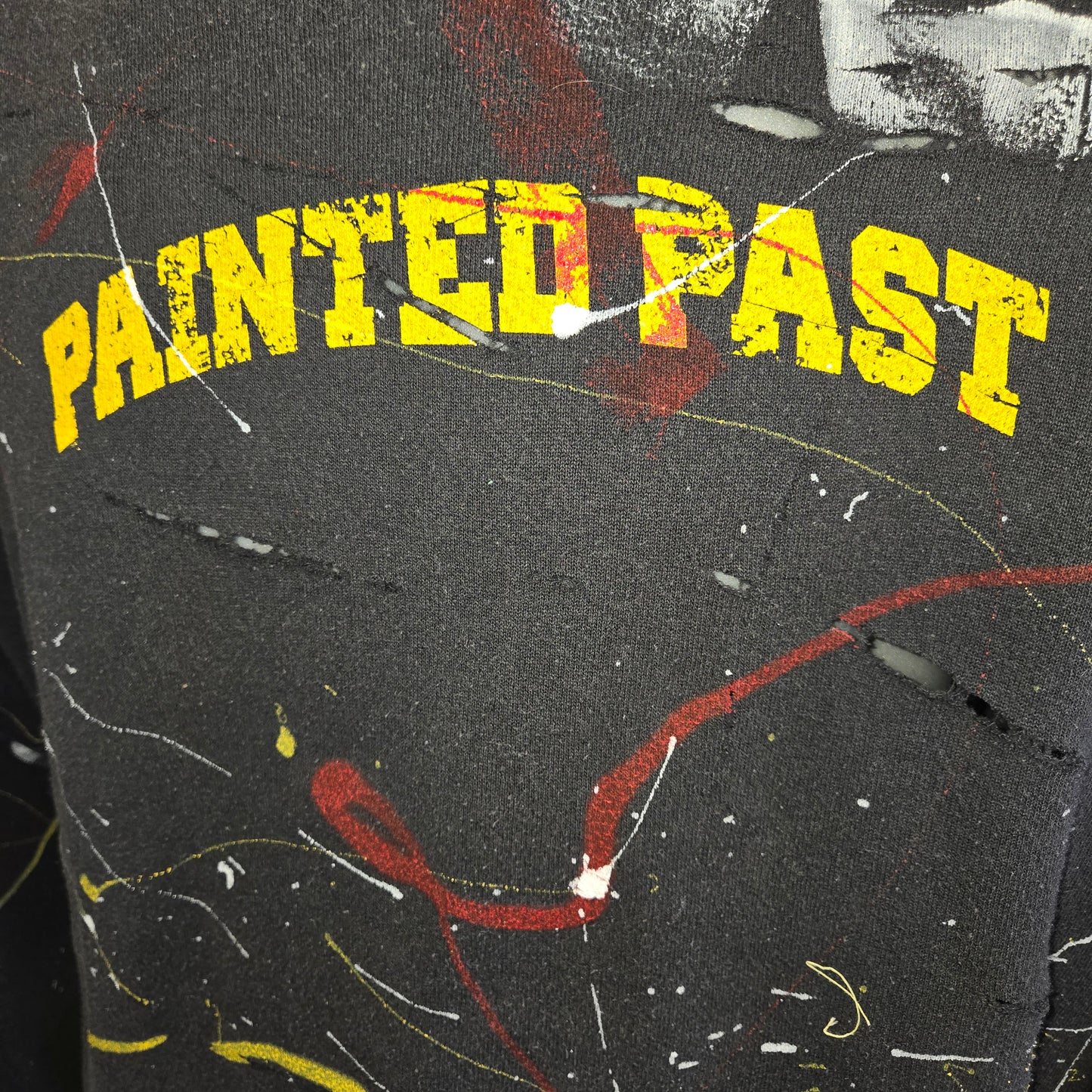 Painted Past Distressed Painted Collegiate Sweatshirt in Faded Black XL