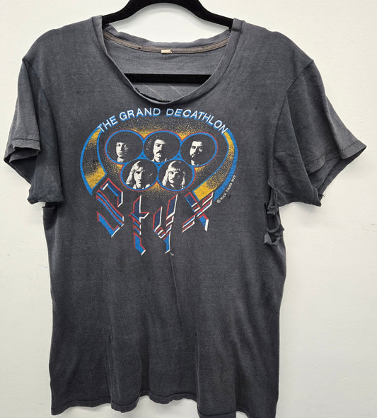 Vintage 1979 Styx The Grand Decathlon tour rock band T-shirt sz L thrashed thin usa made