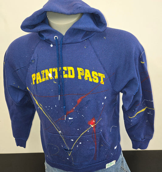 Painted Past Distressed Painted Collegiate Hooded Raglan Sweatshirt sz M