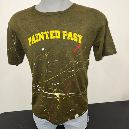 Painted Past Distressed Painted Collegiate T-shirt sz Small army melange