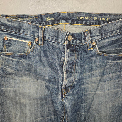 Vintage 2000s gap Japanese Selvedge distressed straight jeans sz 33x32