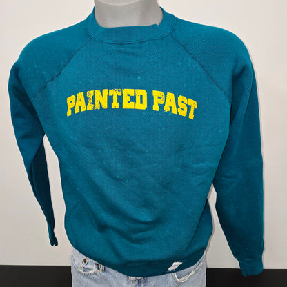 Painted Past Collegiate sun fade Sweatshirt sz XL in faded dark teal